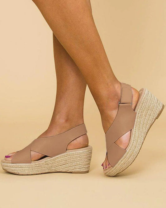 Women’s Wedge Sandals with Cross Straps and Orthopedic Support