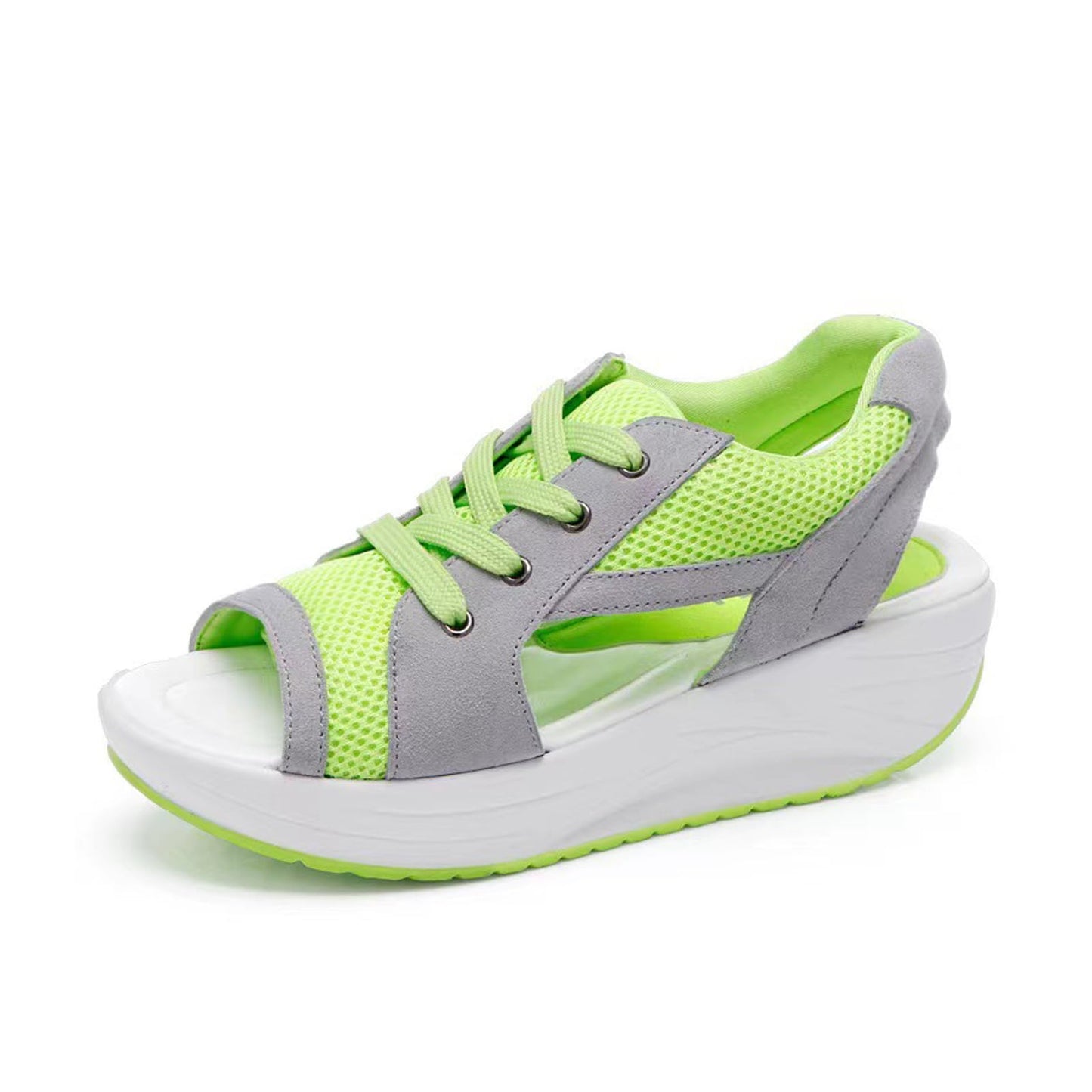 Flat Lace-Up Sandals with Paneled Contrast Design