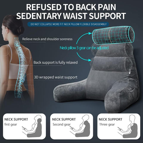 Backrest Pillow with Arms for Reading in Bed
