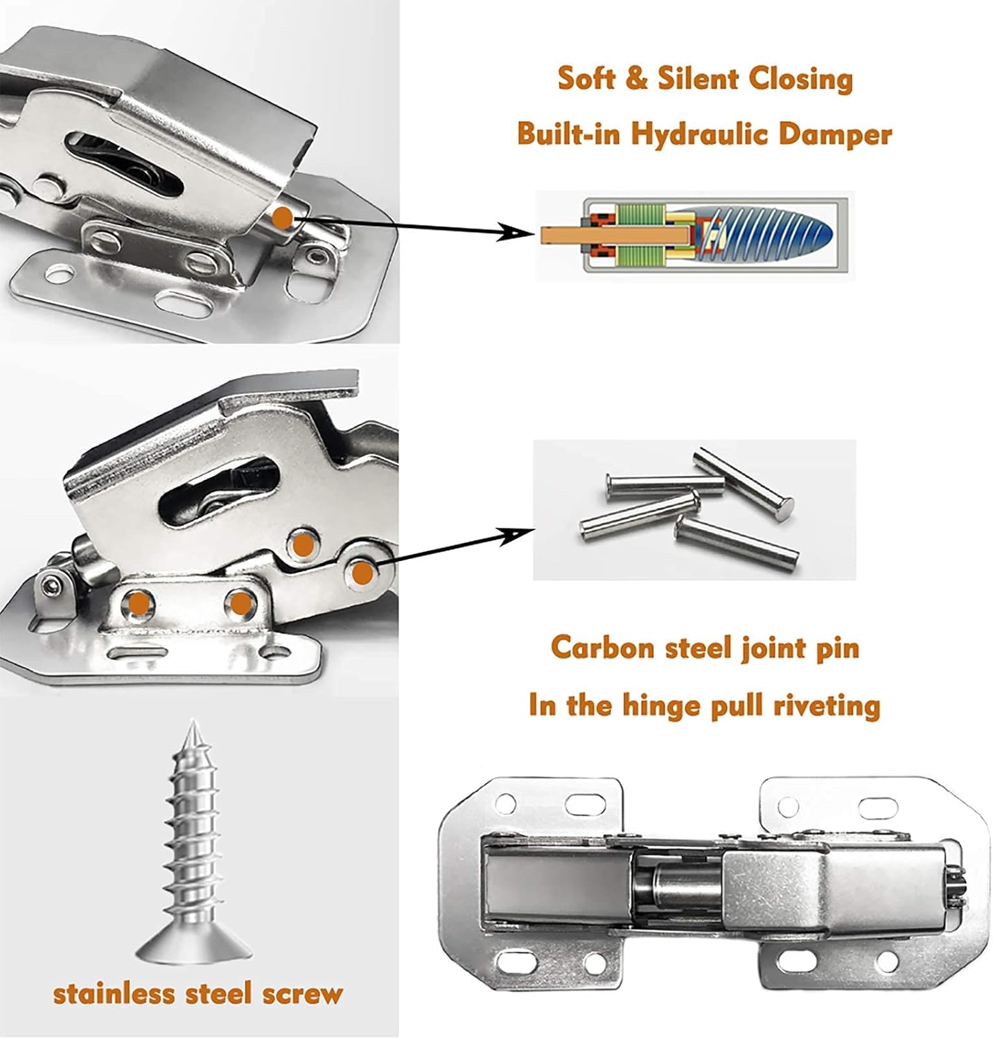 Set of 10 Hinges for Cabinets and Cupboards