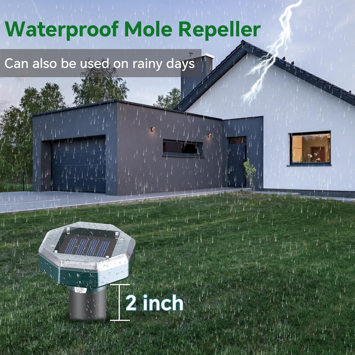 4-Pack Ultrasonic Mole Repellers – Solar-Powered Pest Control for Yard & Lawn