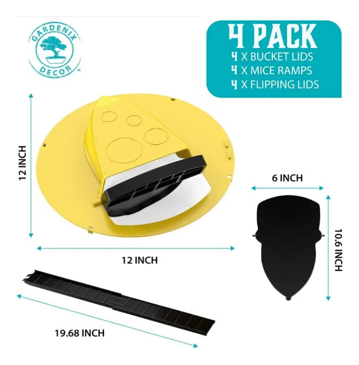 4-Pack Mouse Trap Bucket Lids – Reusable Flip Design