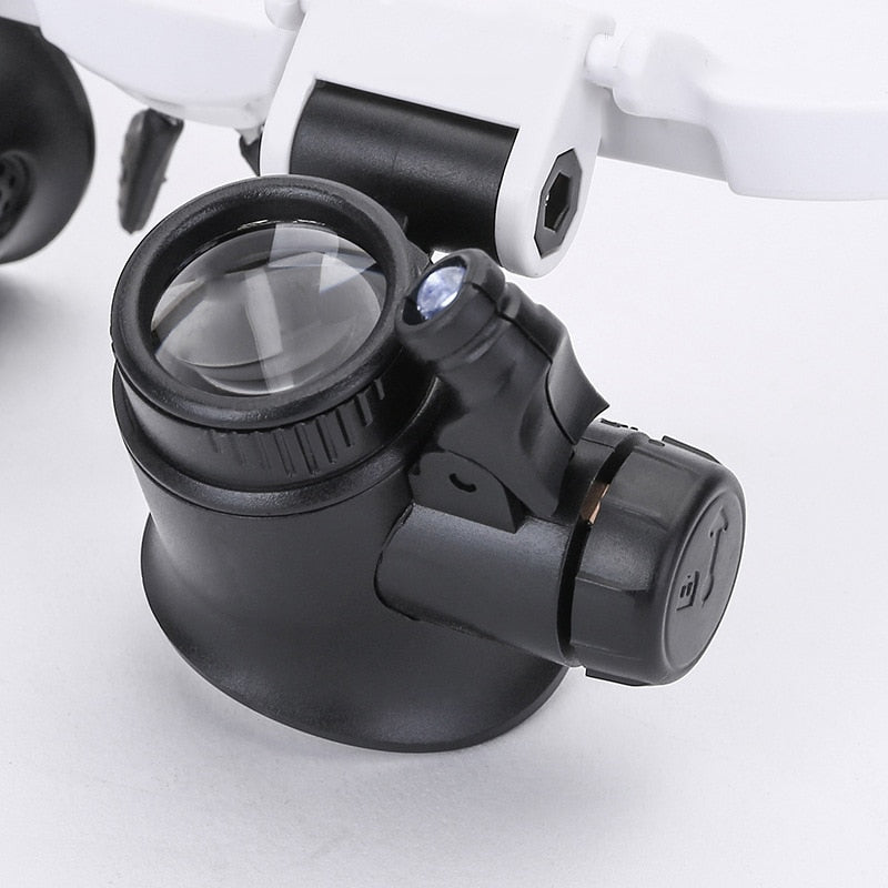 LED Magnifier Glasses with Three Interchangeable Lenses