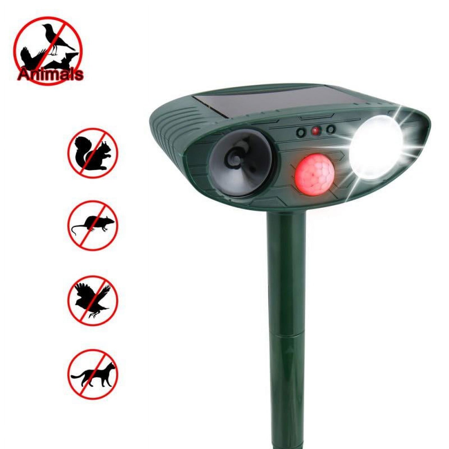 Solar-Powered Ultrasonic Chipmunk Repeller for Outdoor Use