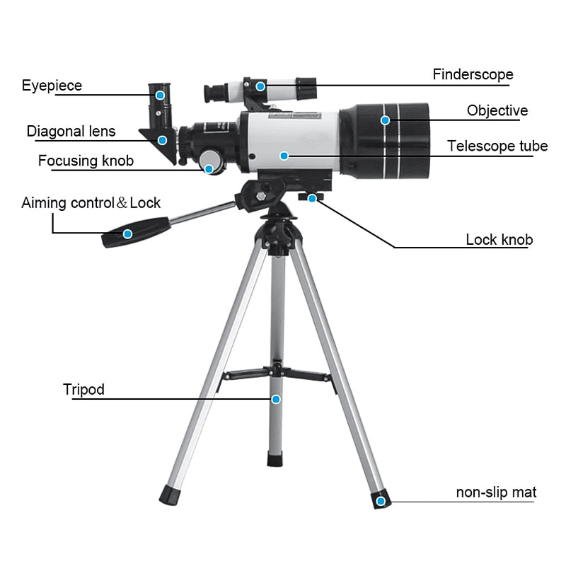 Astronomical Telescope with Tripod, 150x Zoom