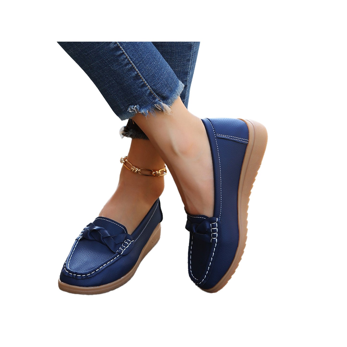 Casual Leather Loafers for Women – Slip-On Design for All-Day Comfort