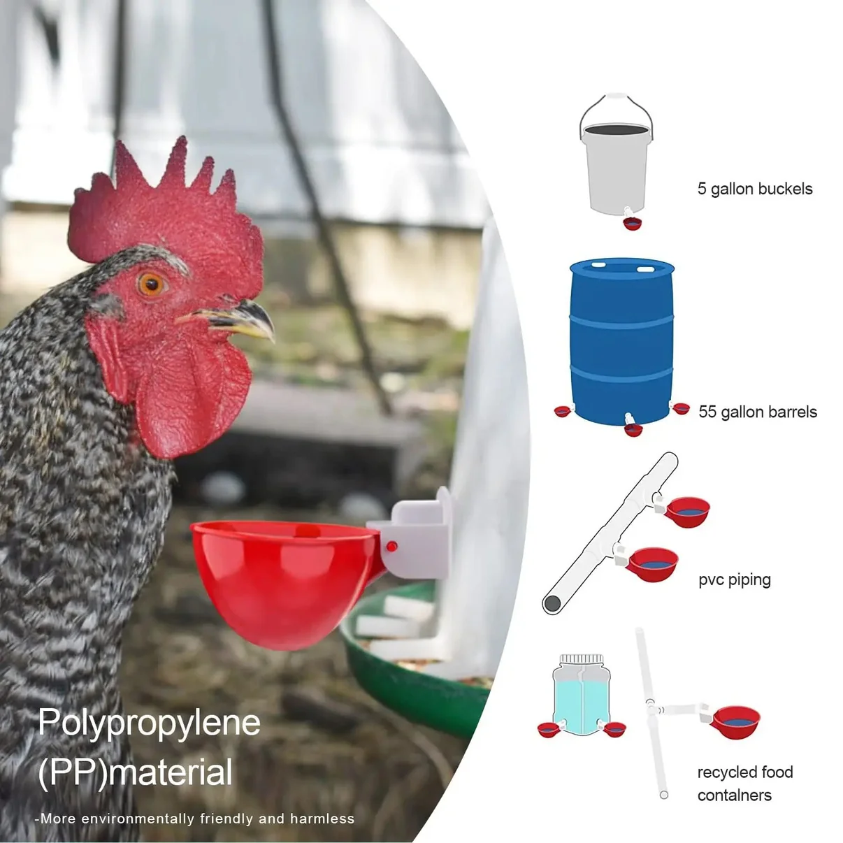 10 Pcs Automatic Chicken Waterer Kit
