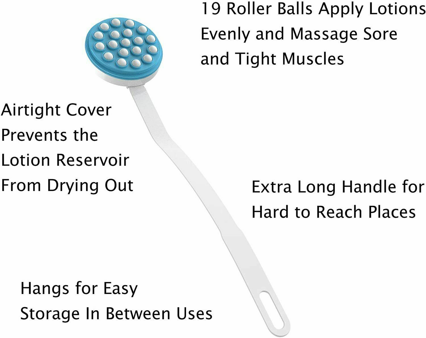 Long Handled Back Lotion Applicator and Massager Easy Reach Roll On Dispenser for Smooth Skin