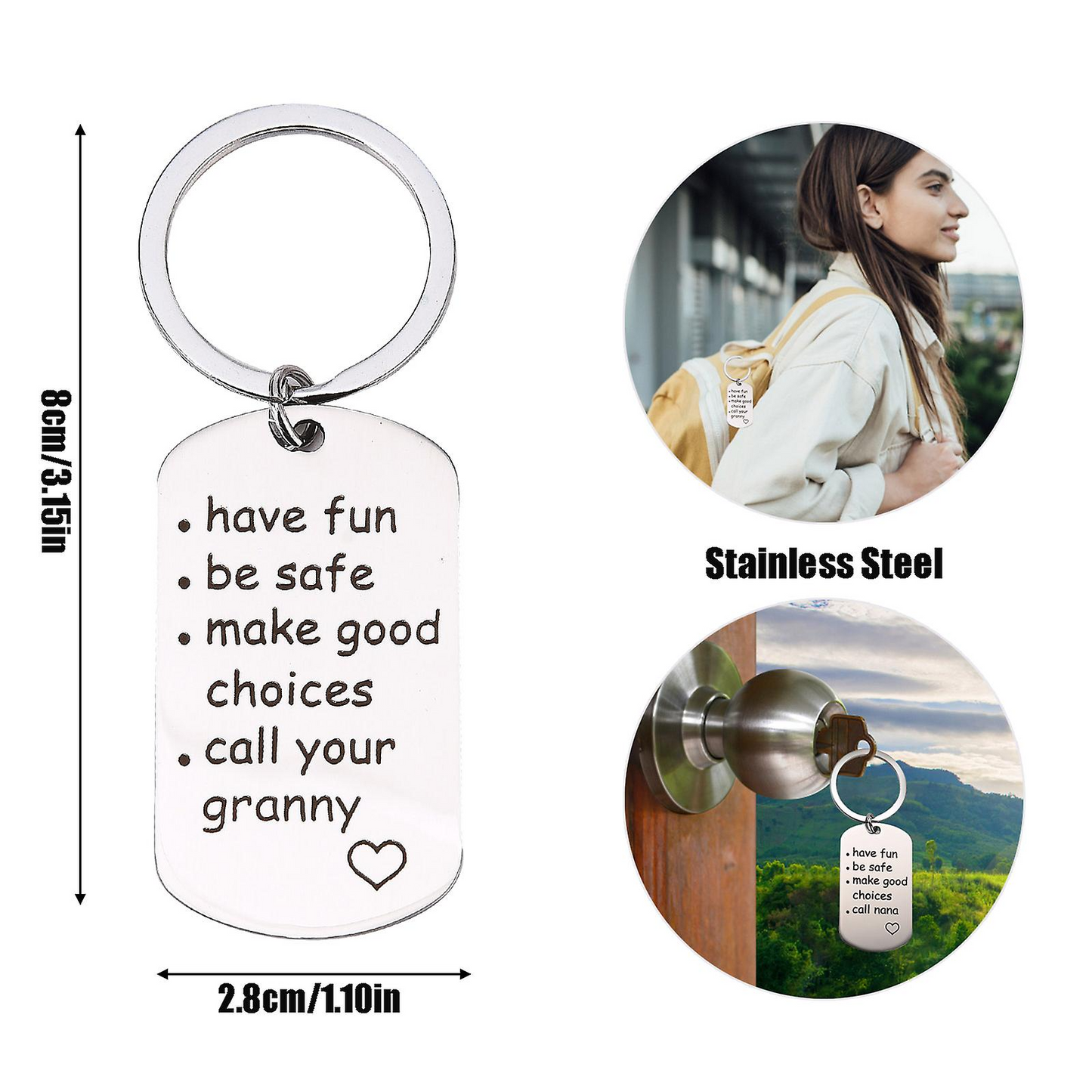Stainless Steel Reminder Keychain