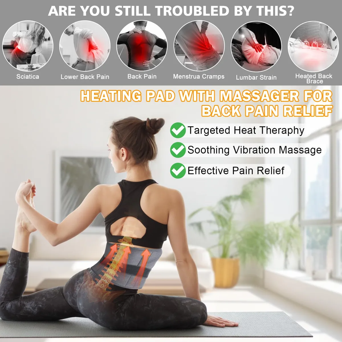 Lower Back Massager with Heat Therapy Pain Relief Heating Pad