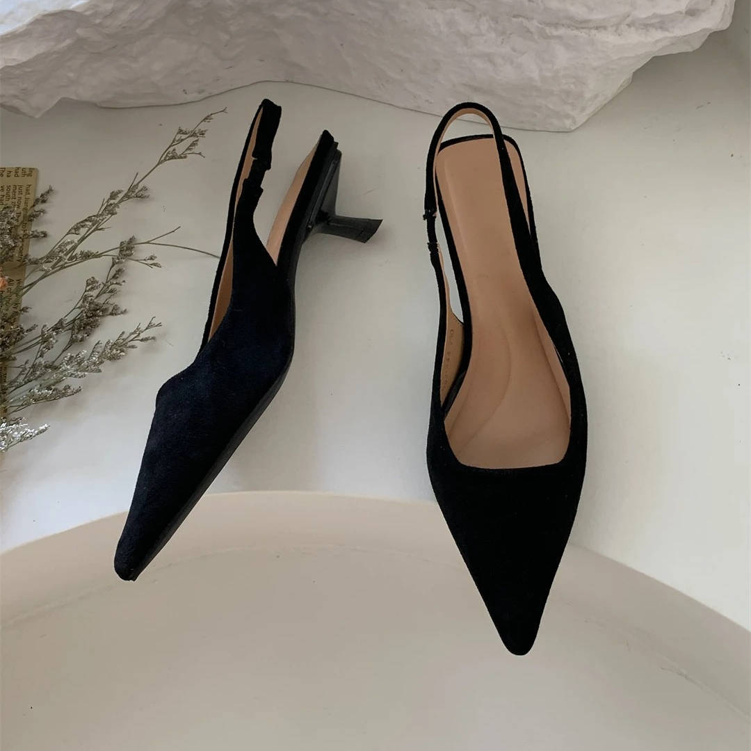 Women's Pointed Toe Slingback Kitten Heels