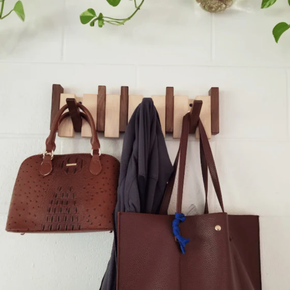 Crafted Wooden Wall-Mounted Coat Hanger
