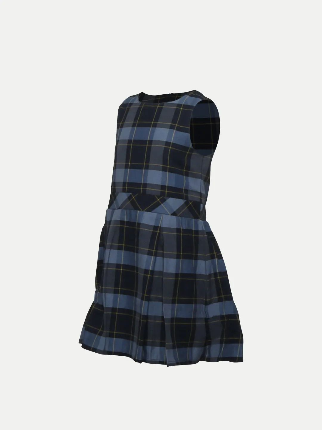 Plaid Pleated Tank Dress with Zipper Detail