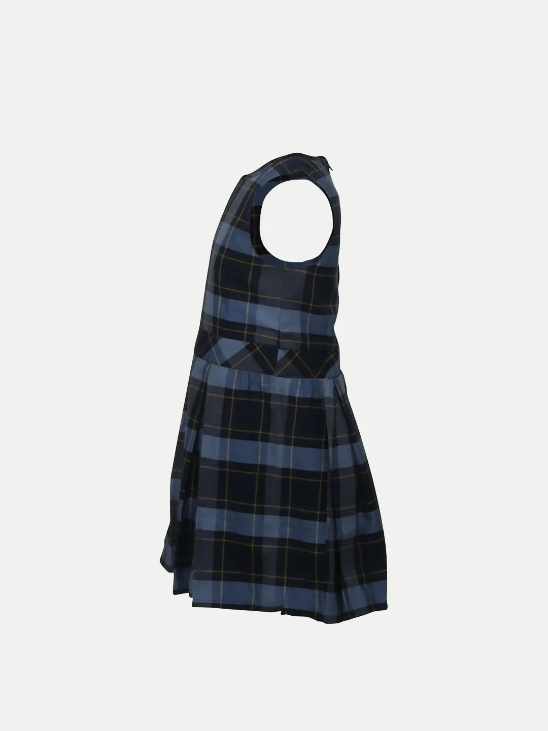 Plaid Pleated Tank Dress with Zipper Detail