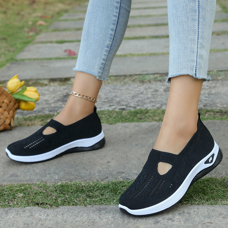 Womens Casual Shoes, Womens Shoes, Solid Color Breathable Sports Shoes, Lightweight Soft-Soled Walking Shoes, Low-Top