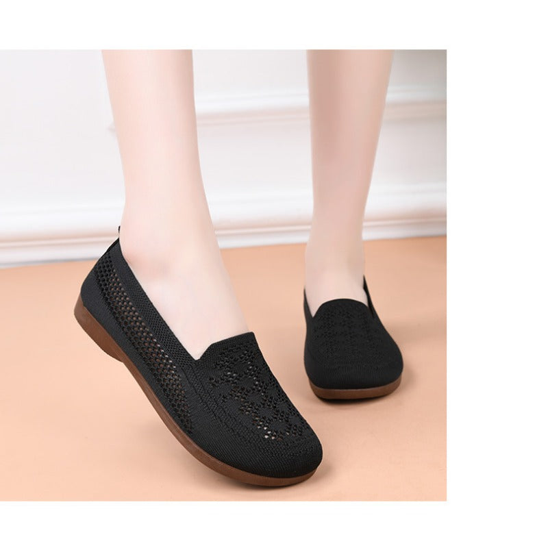 Breathable Womens Summer Mesh Shoes, Soft Sole, Shallow Mouth, Lazy Casual Shoes, Lightweight Mothers Shoes for Comfort
