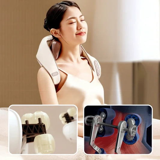 Wearable neck and shoulder massager