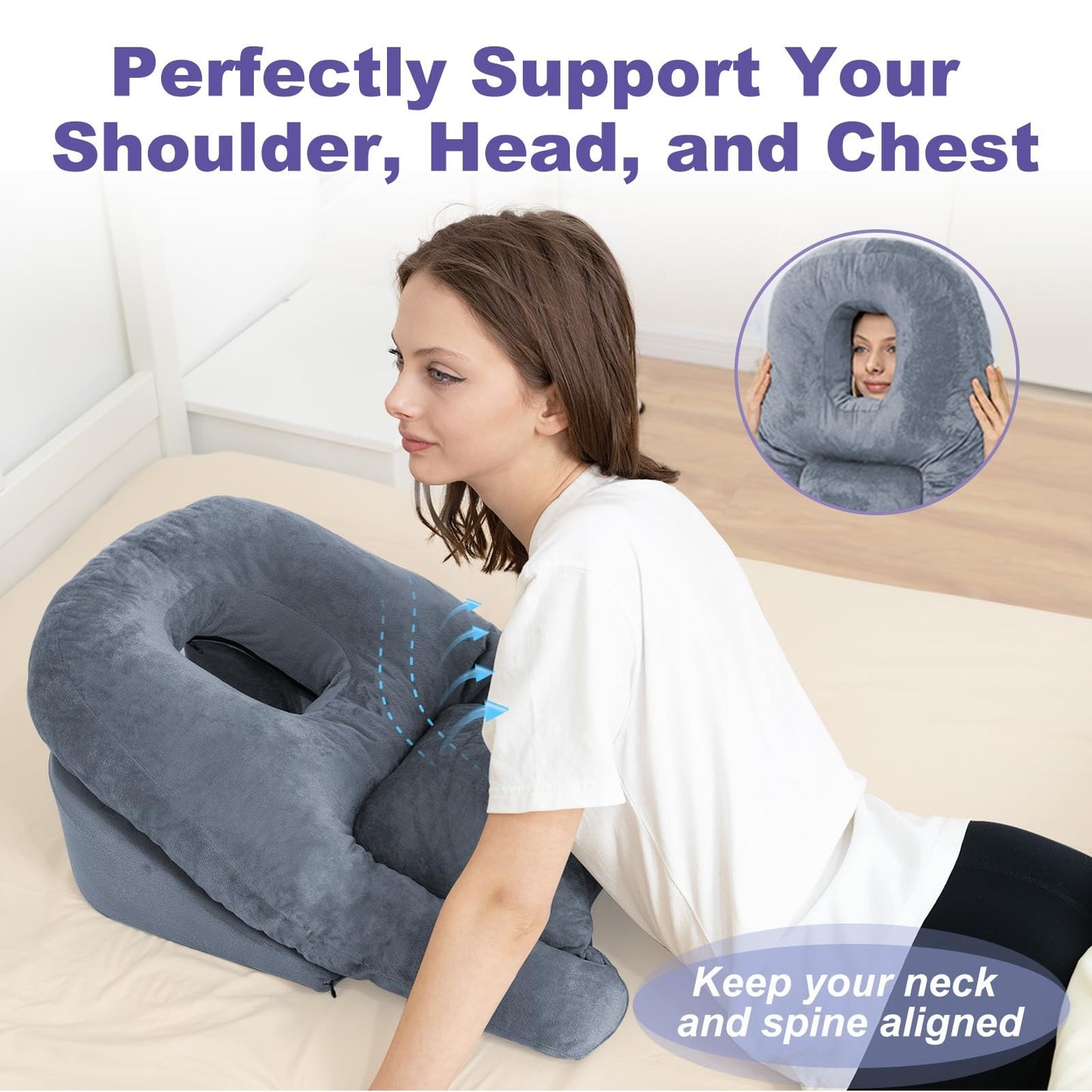 Contoured pillow for face-down positioning