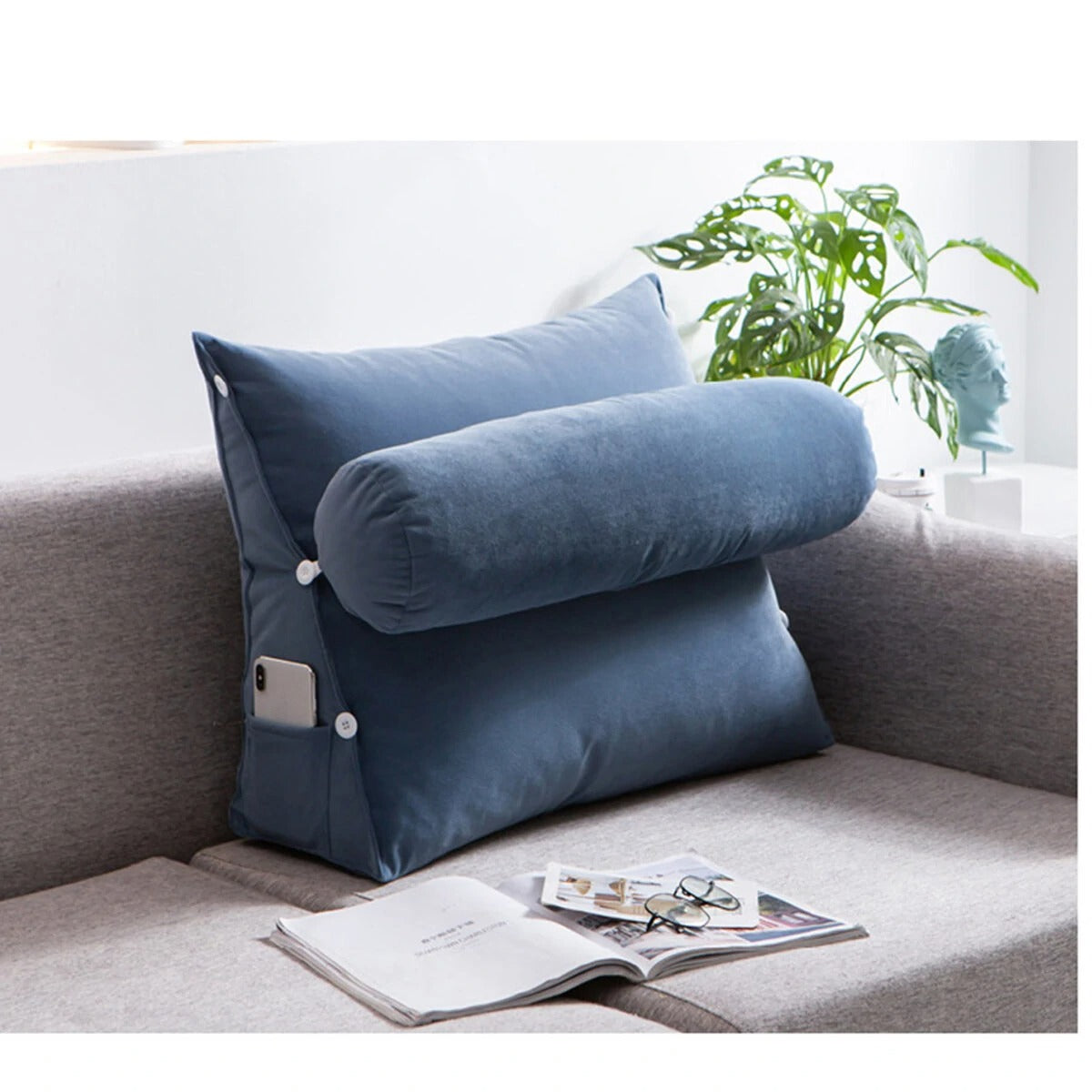 Elevated wedge for back support in bed