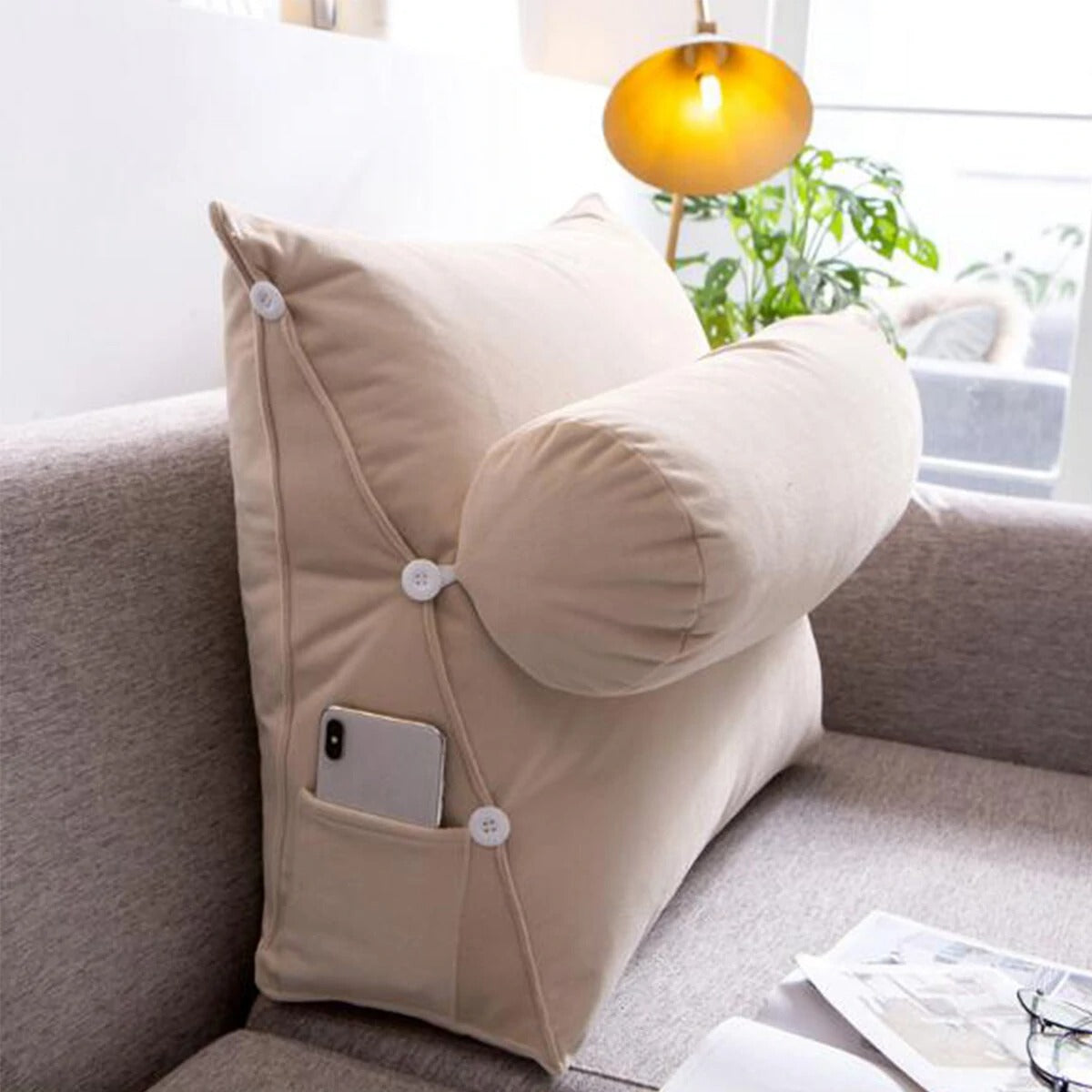 Elevated wedge for back support in bed
