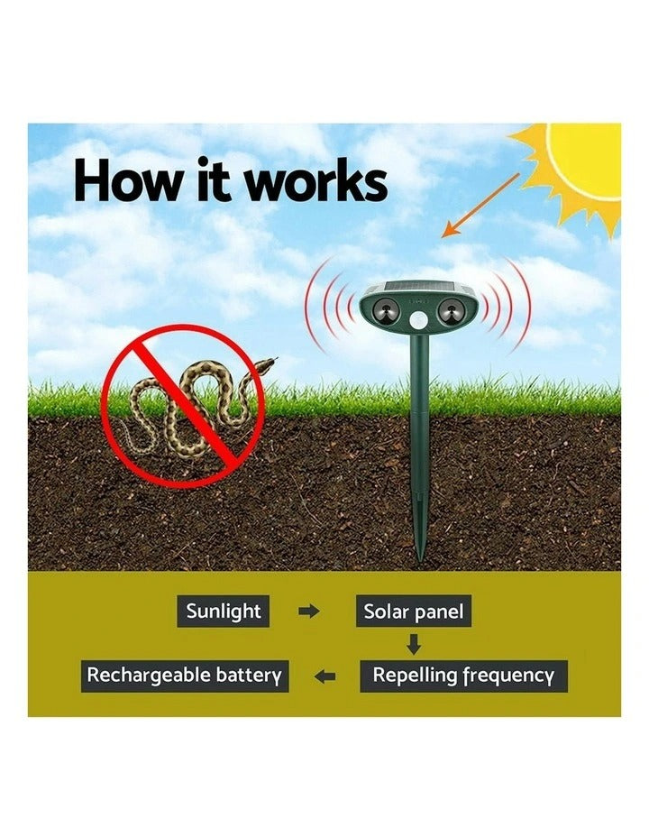 Repels rabbits using sound and light