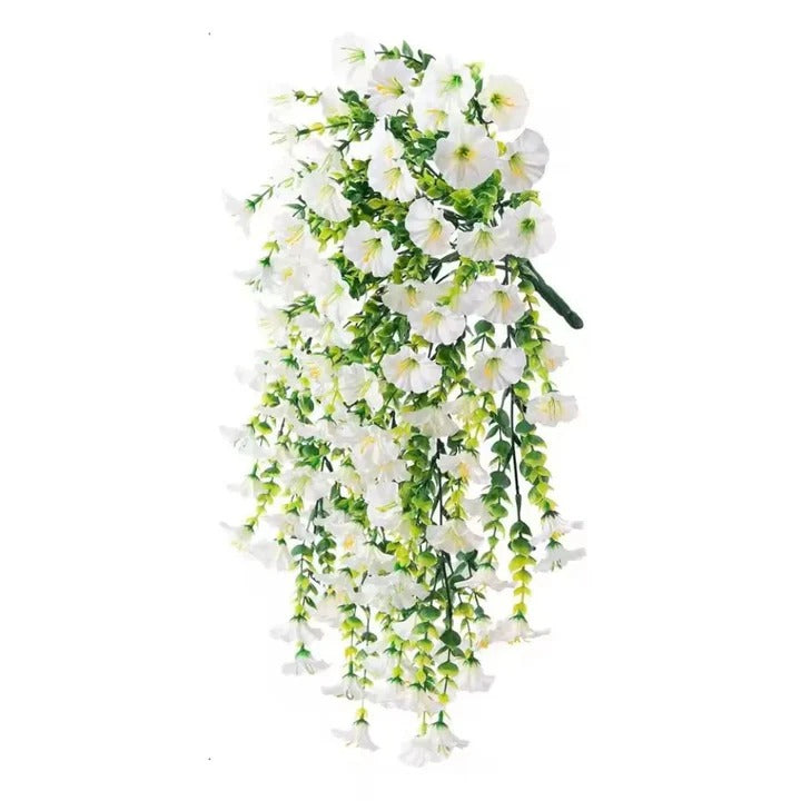 Artificial morning glory hanging decor with UV resistance