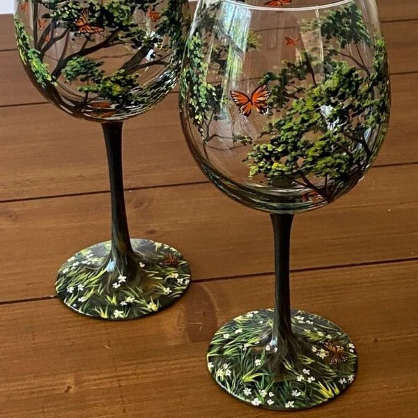 Four Seasons Tree Decorative Wine Glasses