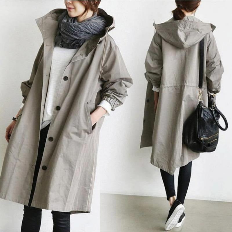 Water Resistant Hooded Trench Coat