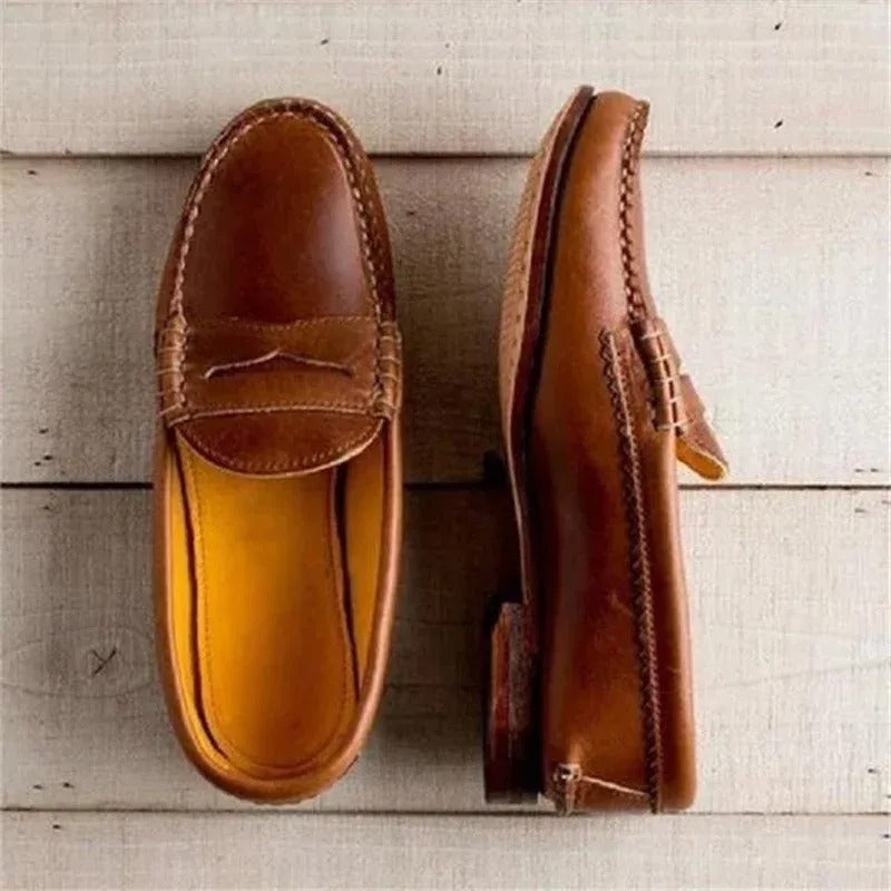 Women’s Vintage Slip On Loafers with Low Heel Design