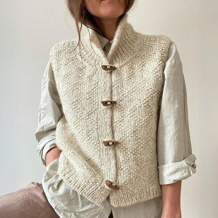 Beige Knitted Vest for Women