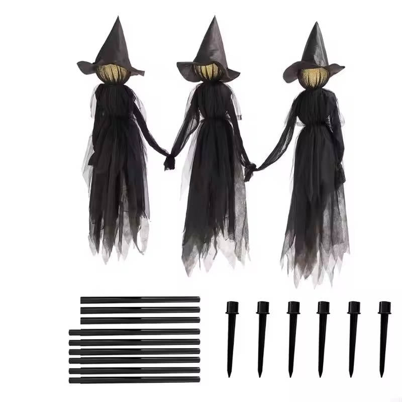 3PCS Indoor And Outdoor Halloween Decorations - Sound Activated Hand Holding Witch