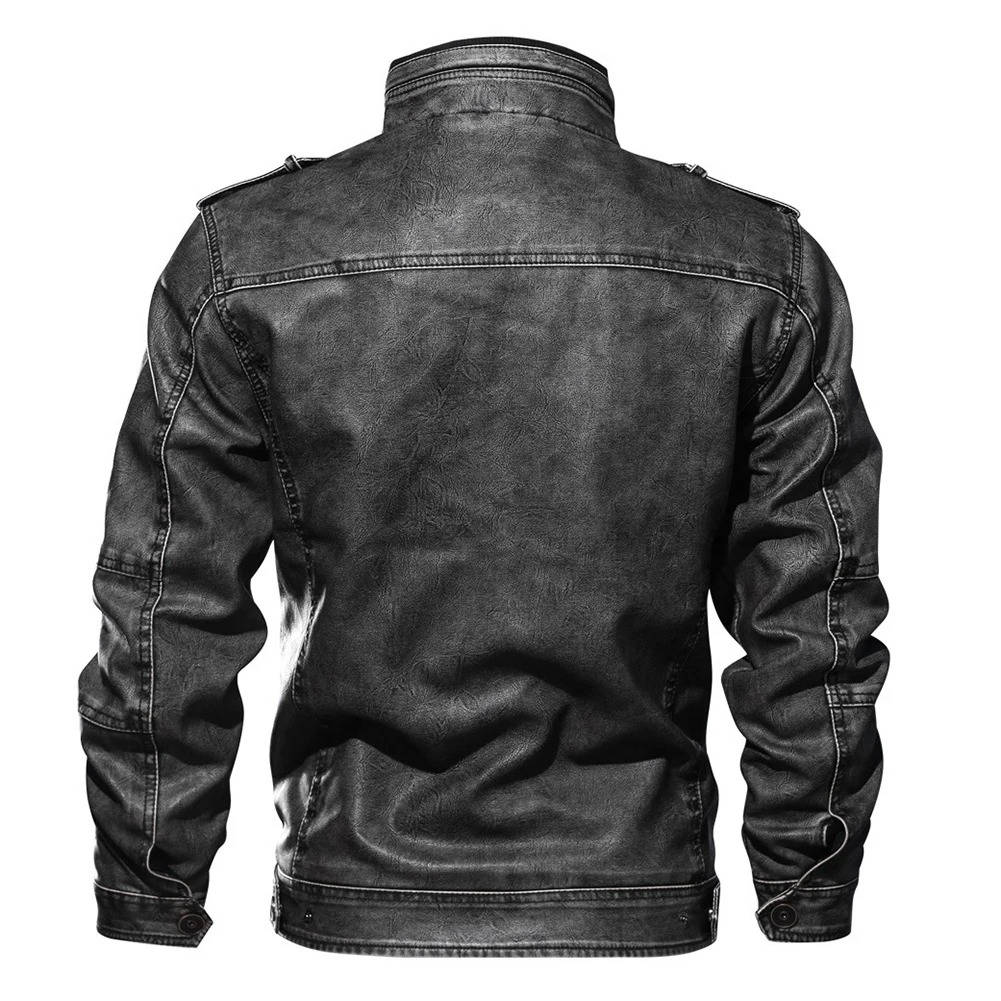 Black Distressed Pu Leather Motorcycle Jacket