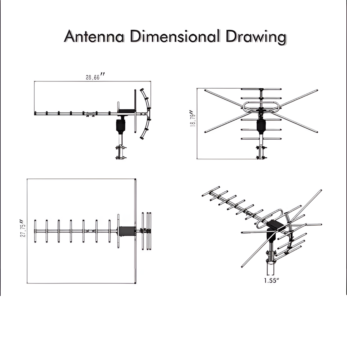 Extra Range 2025 Digital Outdoor HD TV Antenna with Full 360 Directional Motor Free HD Channels