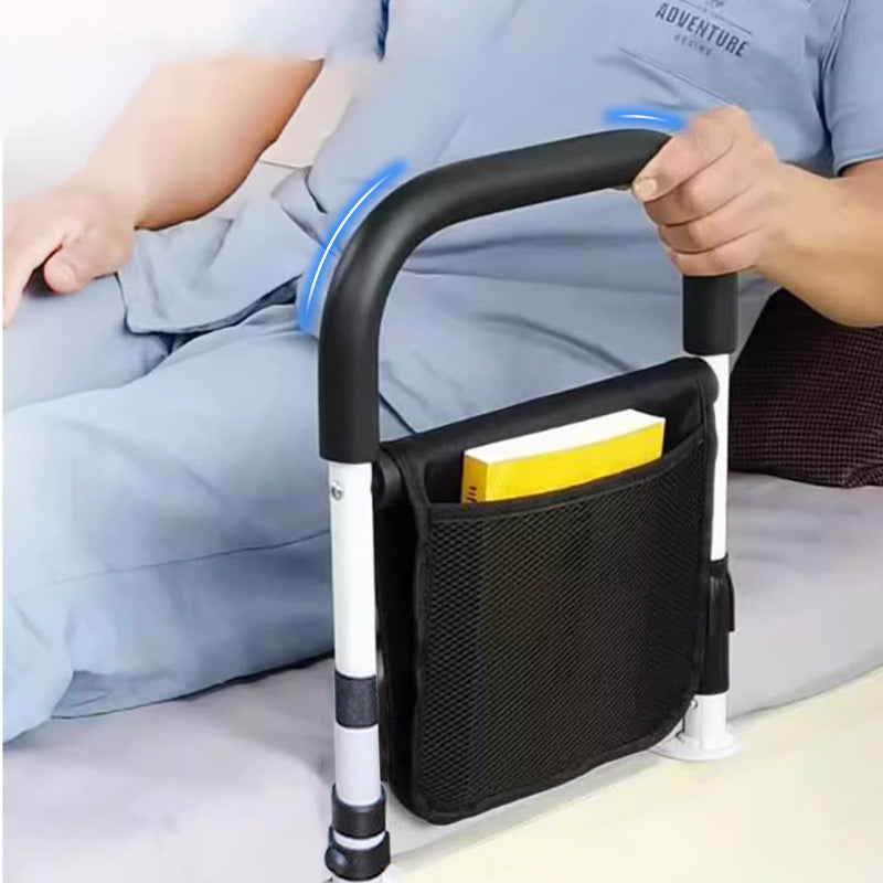 Adjustable Bed Assist Rail with Dual Handles for Enhanced Stability