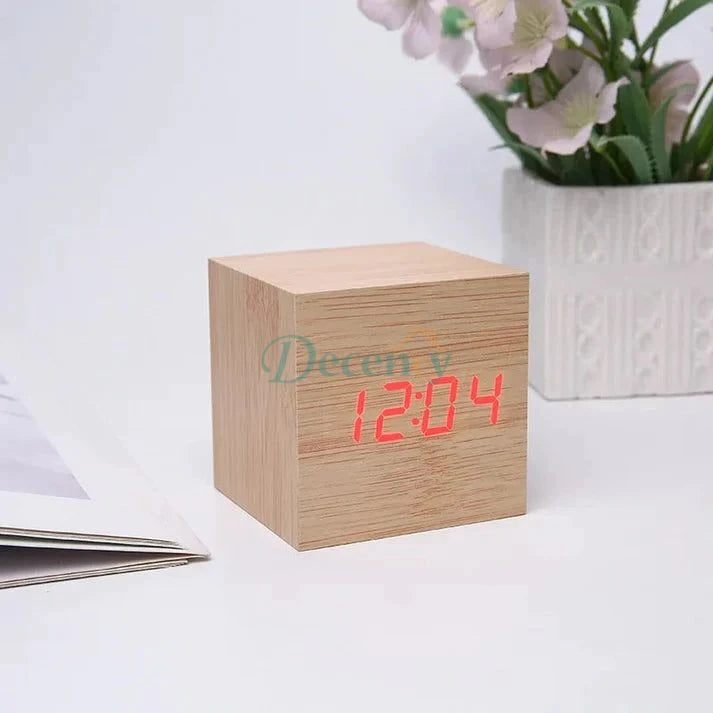 Digital Wooden Block Clock