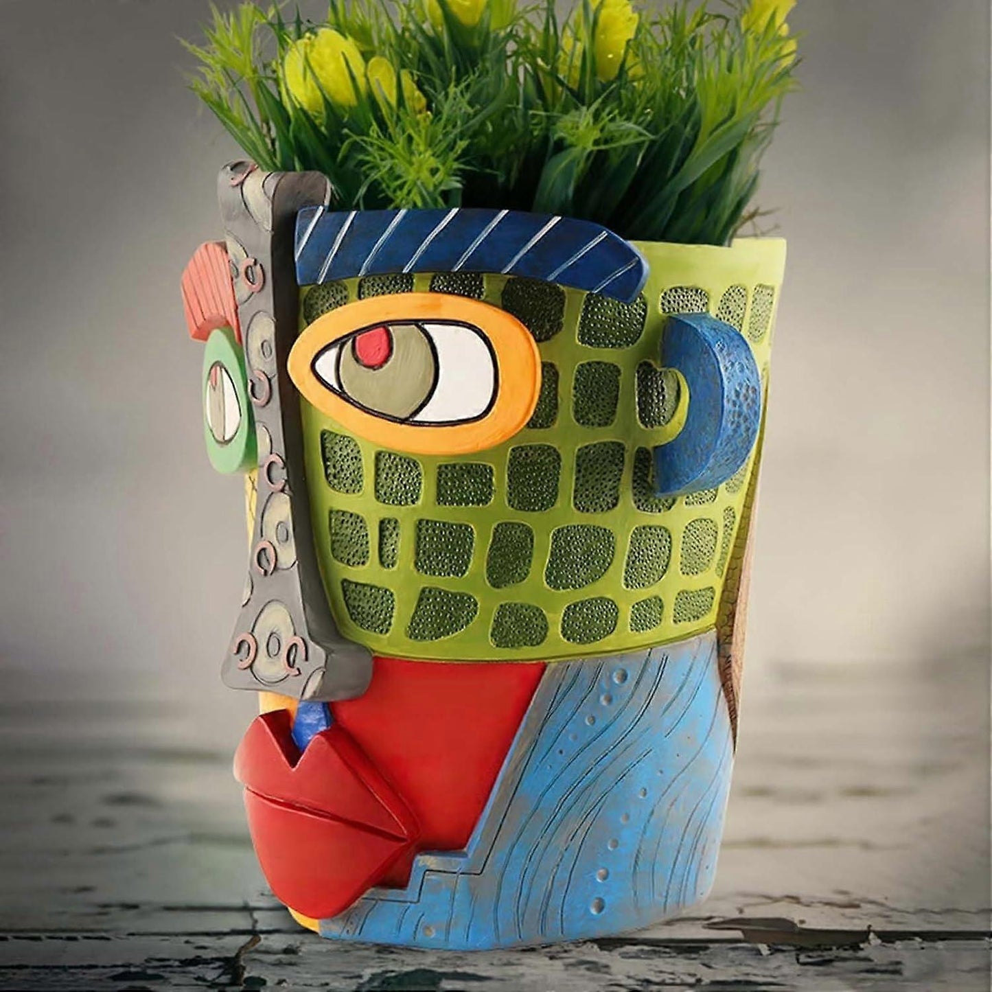 Picasso-Style Ceramic Planter – Brutalist Abstract Face Pot