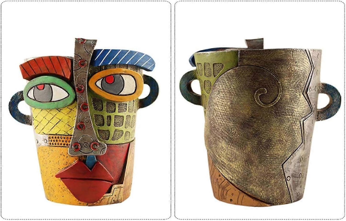 Picasso-Style Ceramic Planter – Brutalist Abstract Face Pot