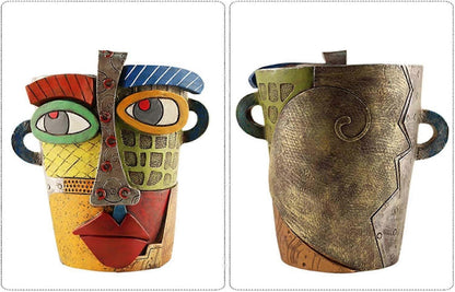 Picasso-Style Ceramic Planter – Brutalist Abstract Face Pot