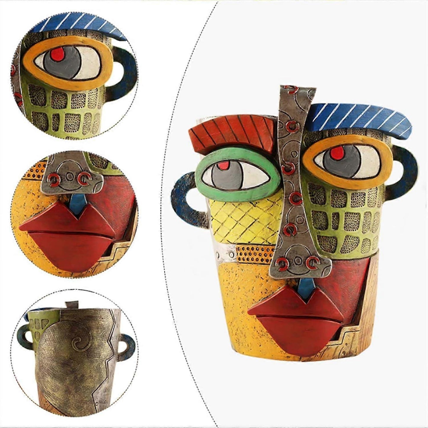 Picasso-Style Ceramic Planter – Brutalist Abstract Face Pot