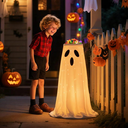 Lighted Halloween Candy Bowl Stand with Ghost Design