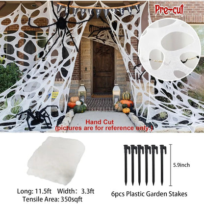 Halloween Giant Spider Web Decoration with Stakes