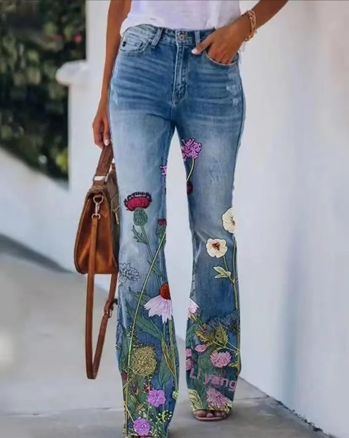 Women's Floral Jeans