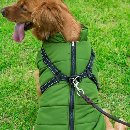 Weatherproof Dog Jacket with Harness Support