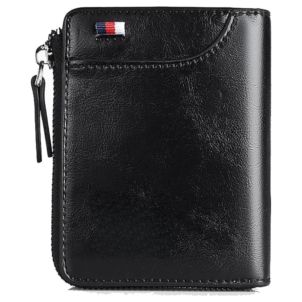 Men’s RFID Blocking Wallet with Zipper Multi Credit Card Holder Khaki + Brown + Black