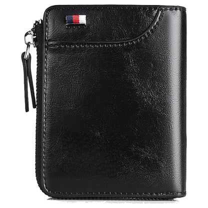Men’s RFID Blocking Wallet with Zipper Multi Credit Card Holder Khaki + Brown + Black