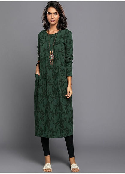 Long Sleeve Midi Dress With Pockets
