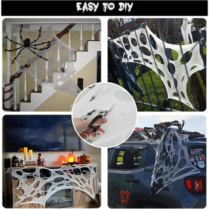 Halloween Giant Spider Web Decoration with Stakes