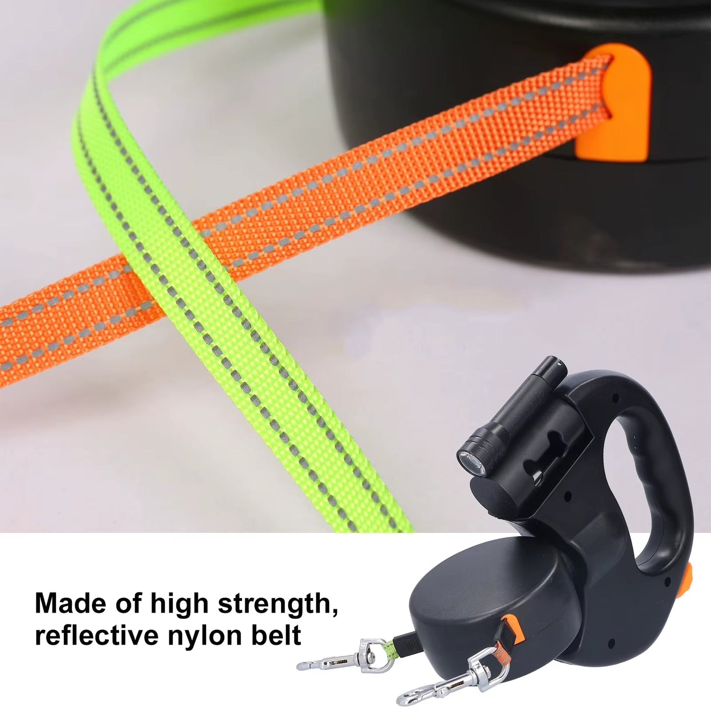 Dual Dog Leash with LED Light – Tangle-Free 360° Swivel for Easy Safe Walks