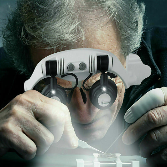 Headband Magnifier with LED Light for Precision Tasks