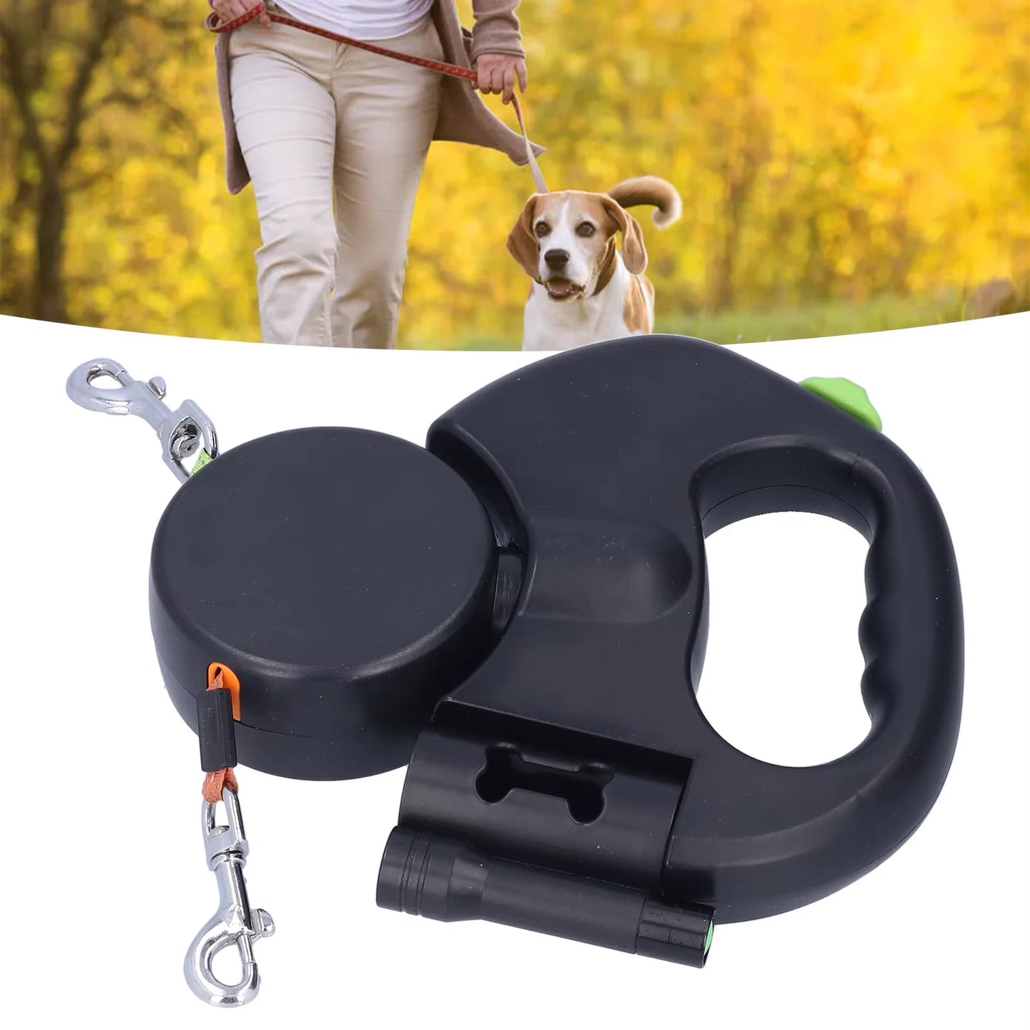 Dual Dog Leash with LED Light – Tangle-Free 360° Swivel for Easy Safe Walks